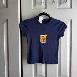 NWT urban outfitters navy blue old fashioned graphic baby tee